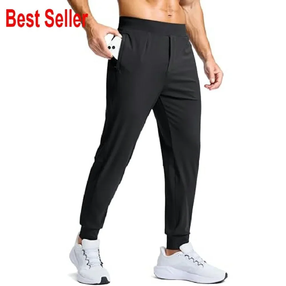Men's Golf Joggers Slim Fit Stretch Track Pants Zipper Pockets Classic